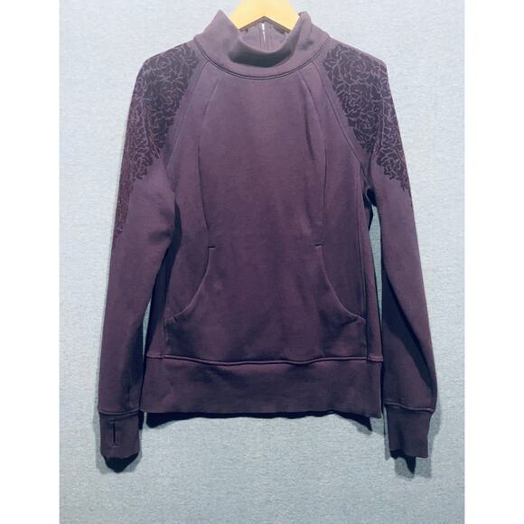 Lululemon Floral Flock Pullover Black Cherry Size 8/M {Read} - Picture 4 of 13